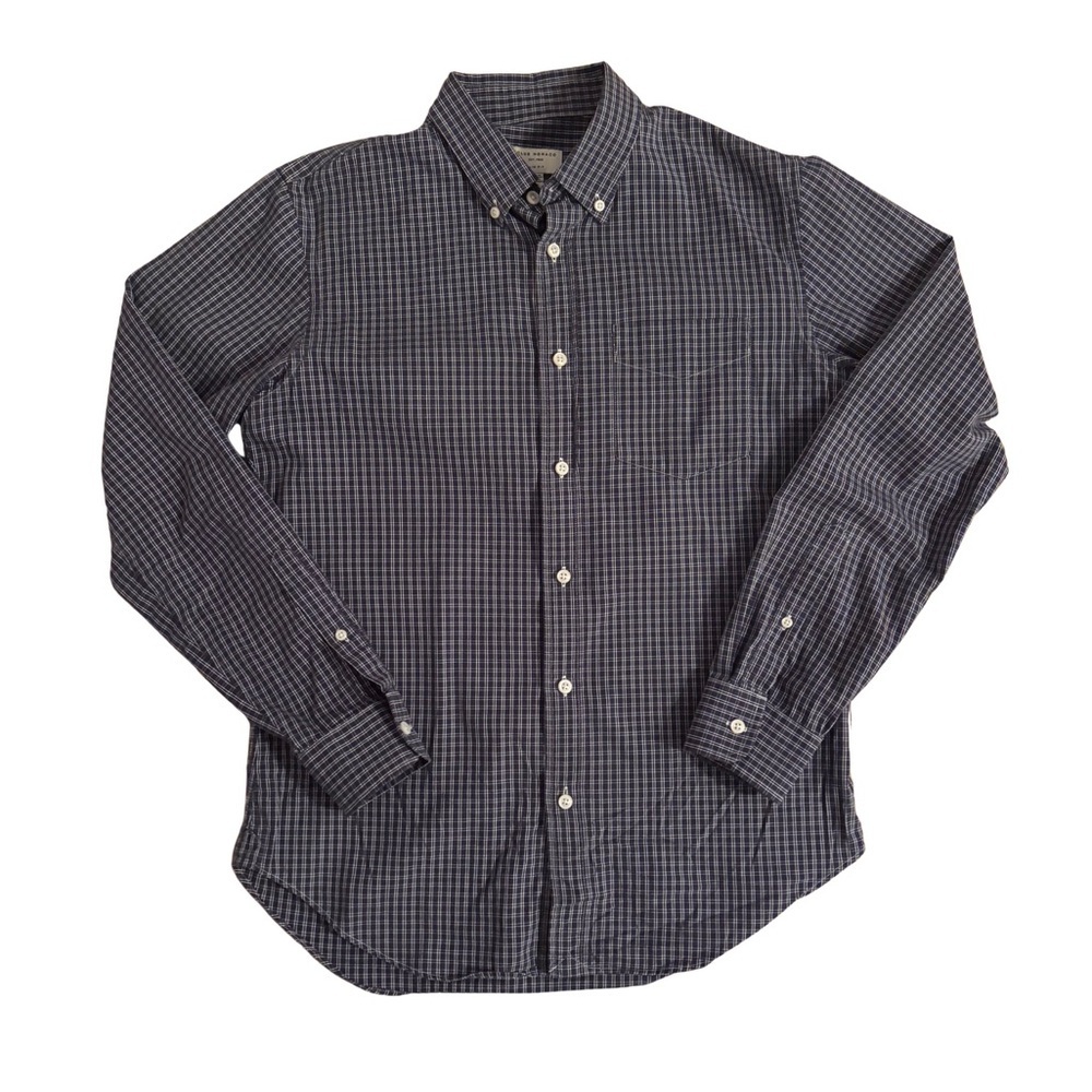 Club Monaco Men’s Blue and White Checkered Shirt